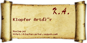 Klopfer Artúr névjegykártya
